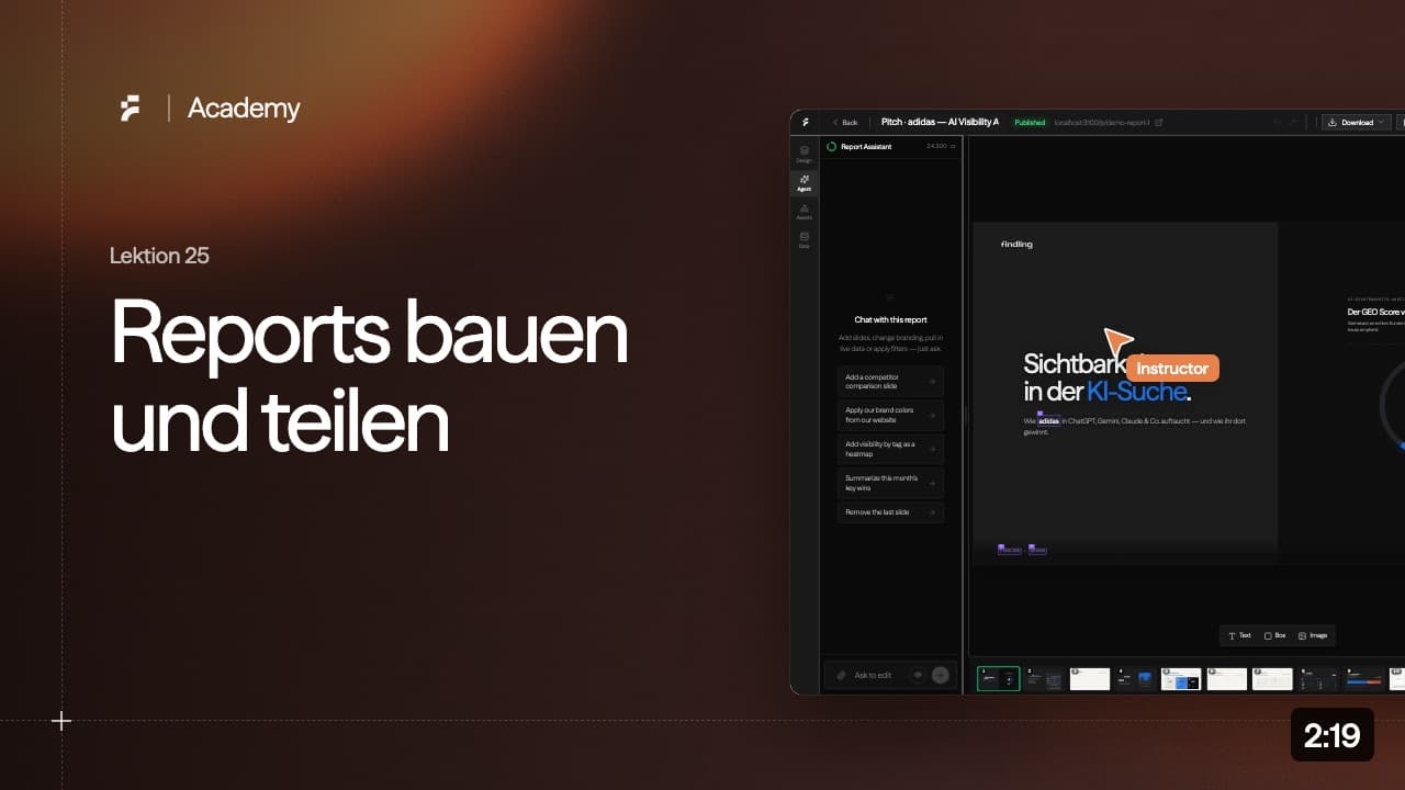 Lektion 25: Reports bauen und teilen